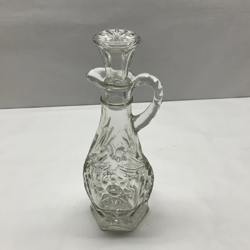 Vintage Clear glass Star of David Cruet with stopper Anchor Hocking